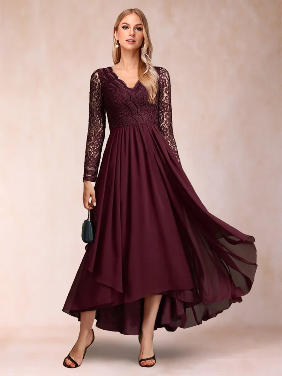 A-Line/Princess V-Neck Long Sleeves Mother of the Bride Dresses with Applique sold by Lavetir