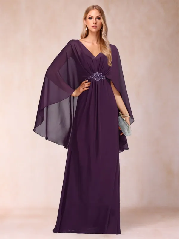 Sheath/Column V-Neck 3/4 Sleeves Mother of the Bride Dresses with Sash sold by Lavetir