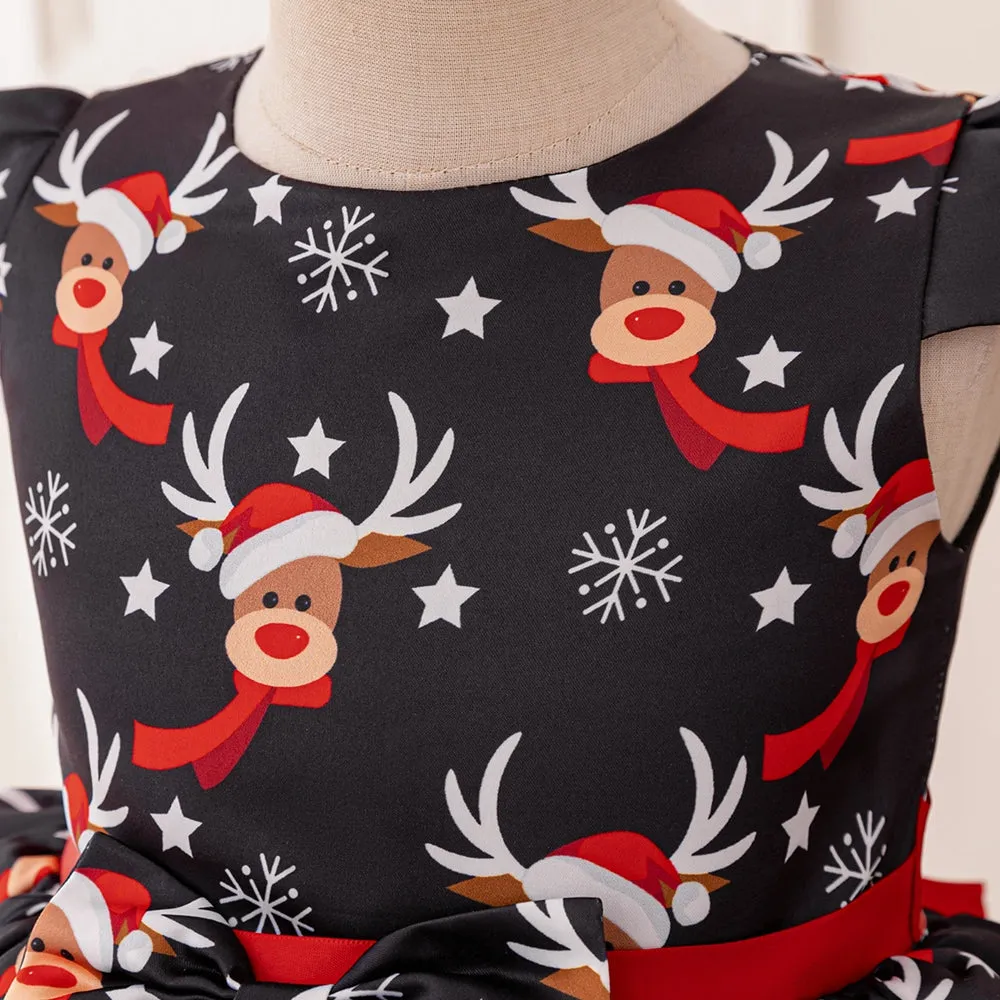 A-Line/Princess Scoop Puff Sleeves Christmas Dresses with Sash sold by Lavetir product image thumbnail 4