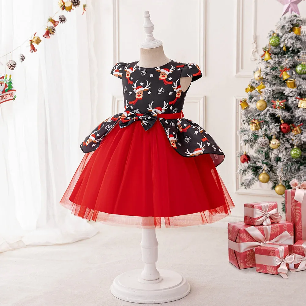A-Line/Princess Scoop Puff Sleeves Christmas Dresses with Sash sold by Lavetir product image thumbnail 3