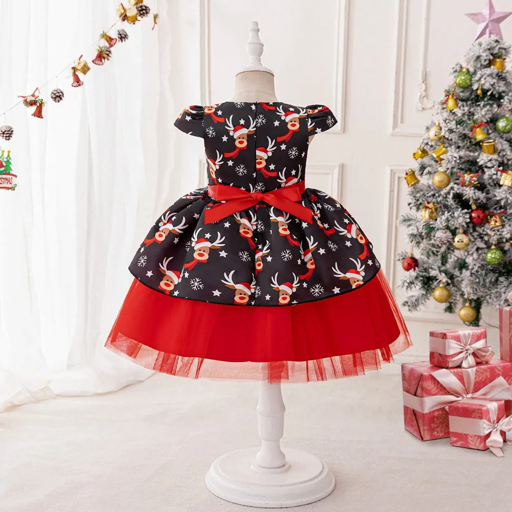 A-Line/Princess Scoop Puff Sleeves Christmas Dresses with Sash sold by Lavetir product image thumbnail 2
