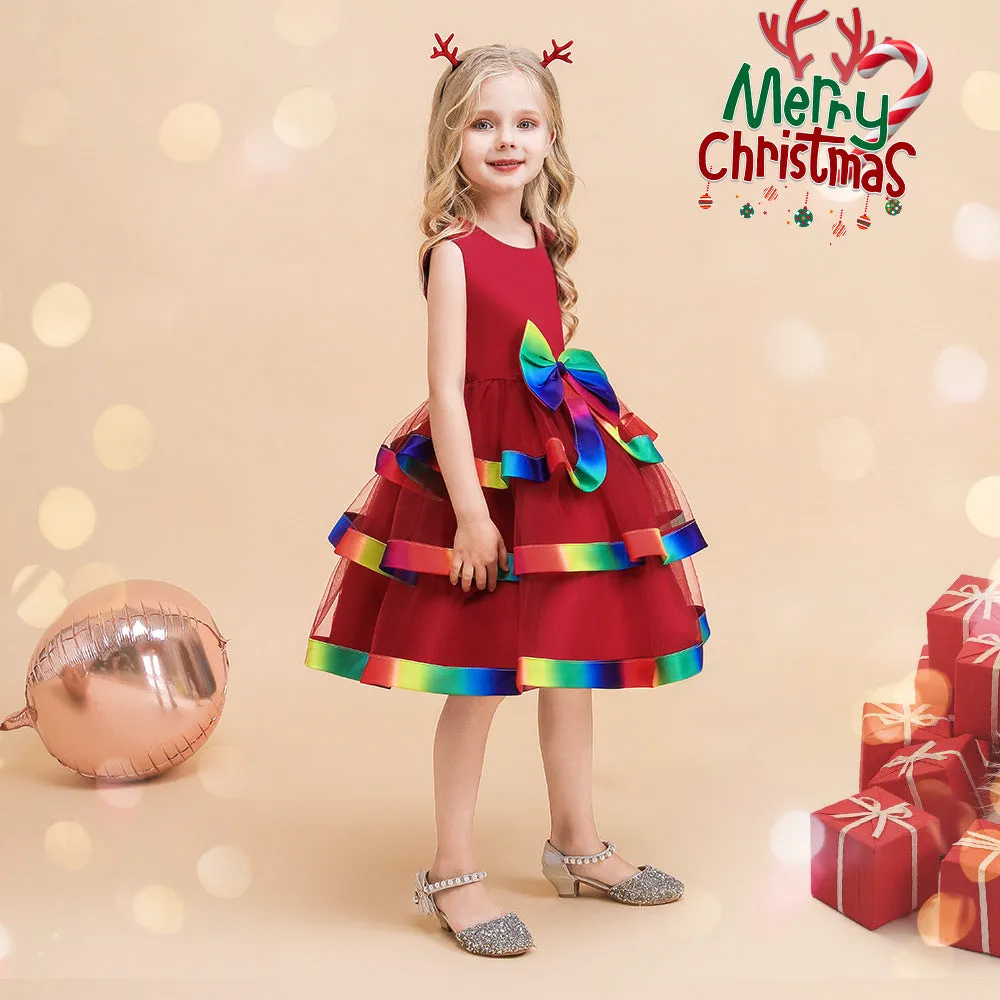 A-Line/Princess Scoop Sleeveless Christmas Dresses with Bow Knot sold by Lavetir product image thumbnail 3