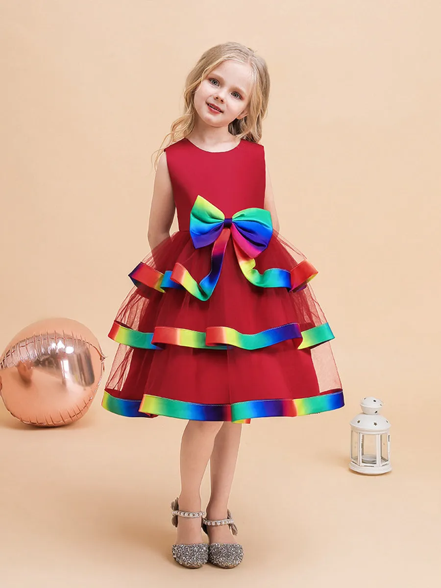A-Line/Princess Scoop Sleeveless Christmas Dresses with Bow Knot sold by Lavetir