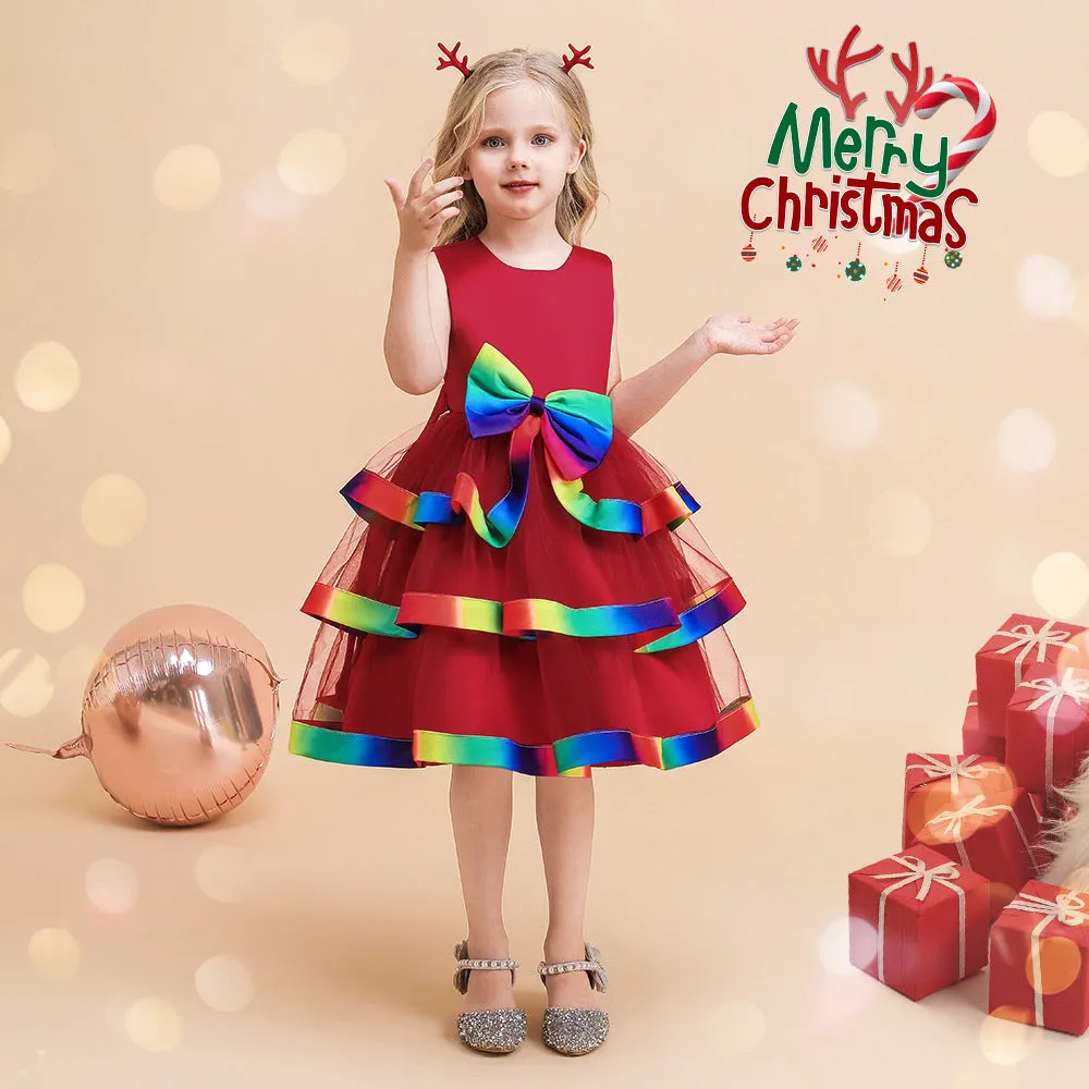 A-Line/Princess Scoop Sleeveless Christmas Dresses with Bow Knot sold by Lavetir product image thumbnail 4