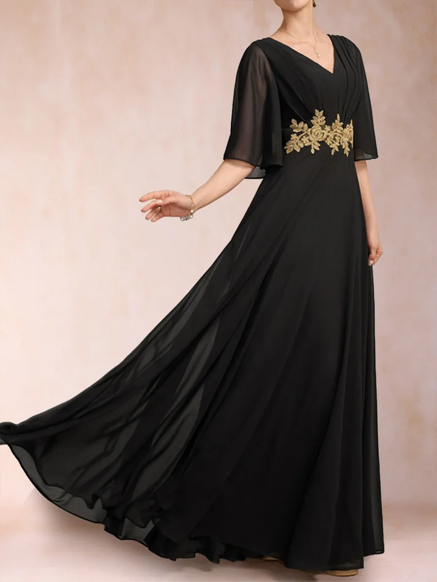 A-Line/Princess V-Neck Half Sleeves Mother of the Bride Dresses with Sash sold by Lavetir product image thumbnail 4