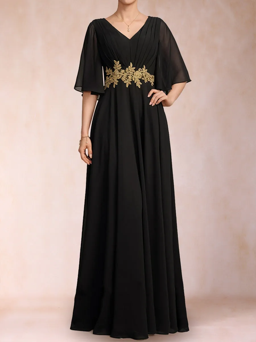 A-Line/Princess V-Neck Half Sleeves Mother of the Bride Dresses with Sash sold by Lavetir product image thumbnail 5