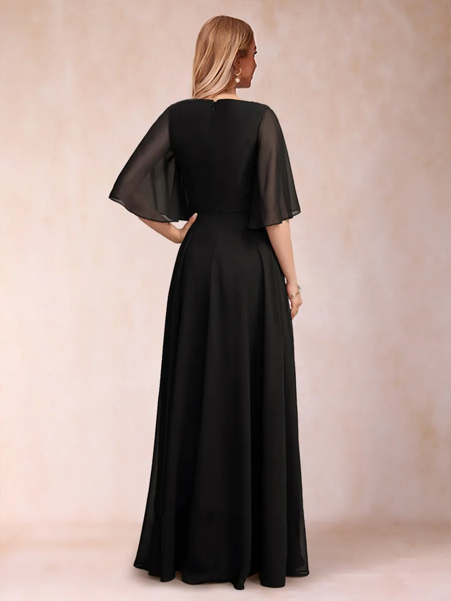 A-Line/Princess V-Neck Half Sleeves Mother of the Bride Dresses with Sash sold by Lavetir product image thumbnail 2