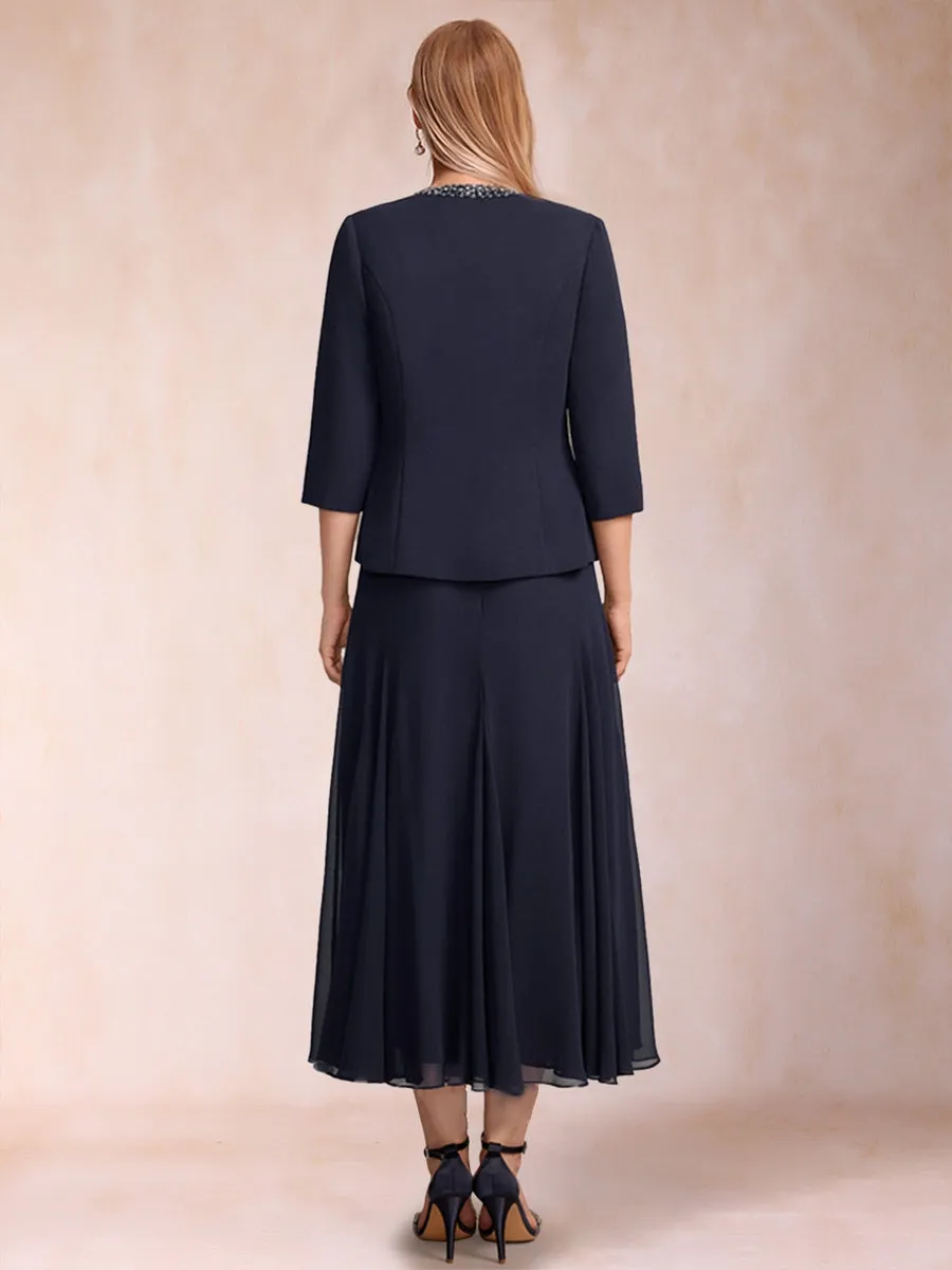 A-Line/Princess Scoop 3/4 Sleeves 2 Pieces Mother of the Bride Dresses with Sequins sold by Lavetir product image thumbnail 2