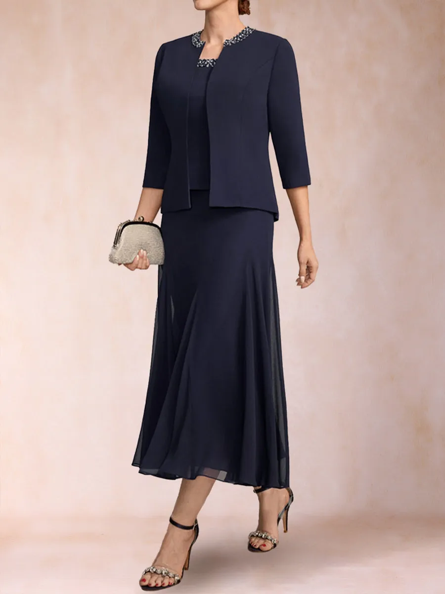 A-Line/Princess Scoop 3/4 Sleeves 2 Pieces Mother of the Bride Dresses with Sequins sold by Lavetir product image thumbnail 5