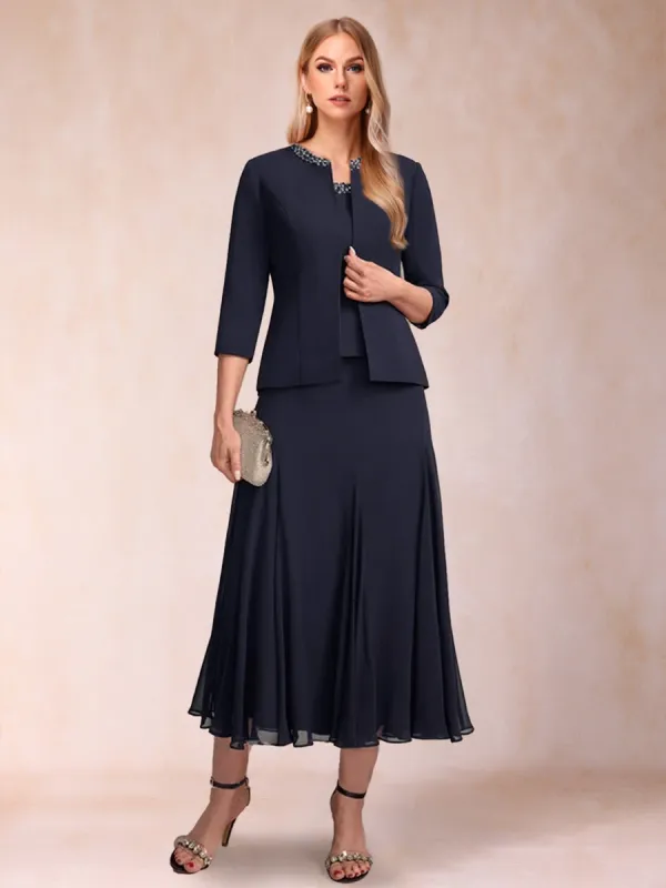 A-Line/Princess Scoop 3/4 Sleeves 2 Pieces Mother of the Bride Dresses with Sequins sold by Lavetir