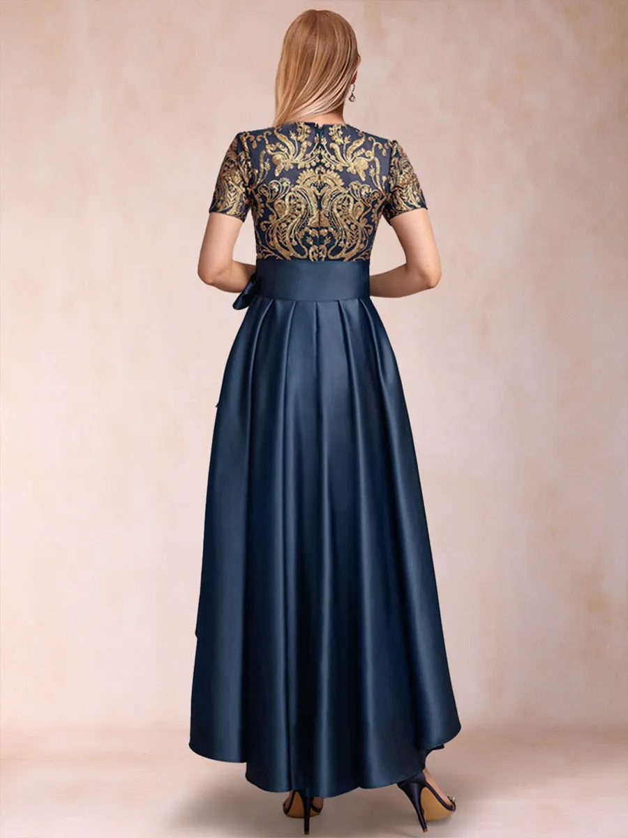 A-Line/Princess Scoop Short Sleeves Mother of the Bride Dresses with Ruched sold by Lavetir product image thumbnail 2