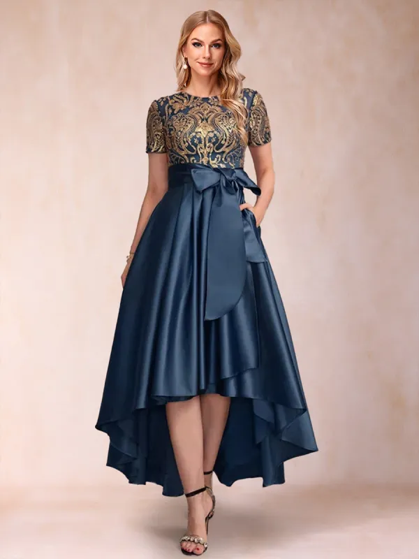 A-Line/Princess Scoop Short Sleeves Mother of the Bride Dresses with Ruched sold by Lavetir