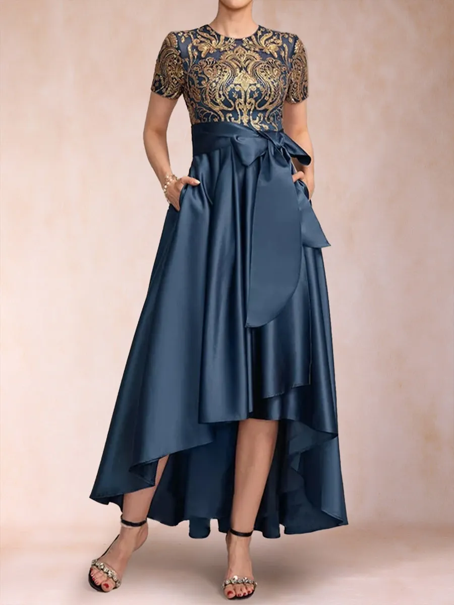 A-Line/Princess Scoop Short Sleeves Mother of the Bride Dresses with Ruched sold by Lavetir product image thumbnail 3