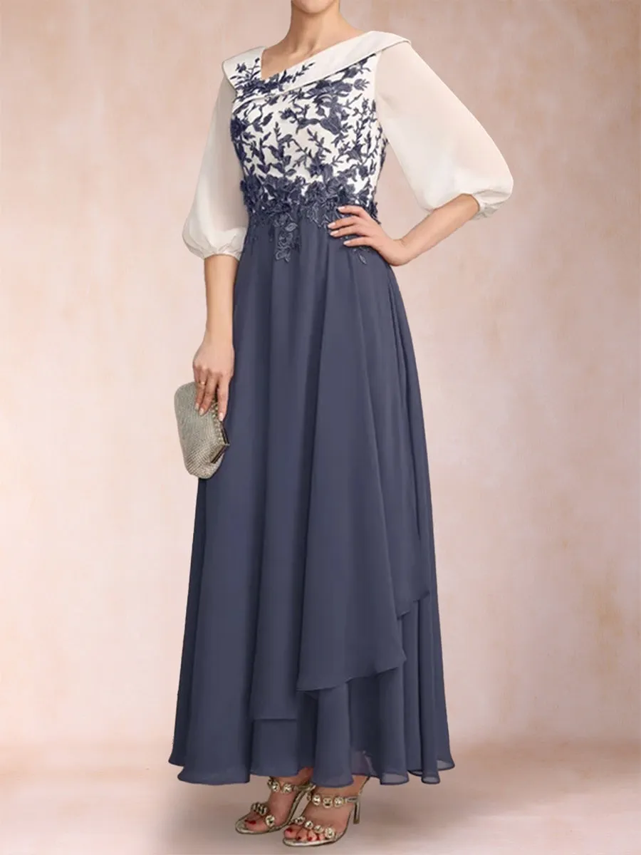 A-Line/Princess V-Neck Half Sleeves Mother of the Bride Dresses with Ruffles sold by Lavetir product image thumbnail 3