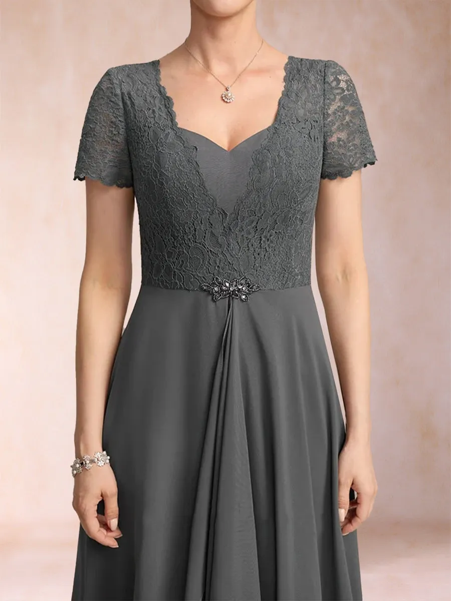 A-Line/Princess V-Neck Short Sleeves Mother of the Bride Dresses with Applique sold by Lavetir product image thumbnail 5