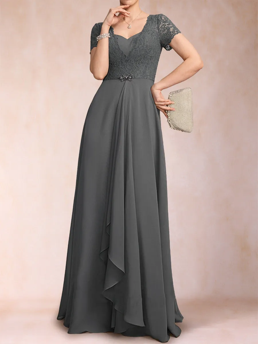 A-Line/Princess V-Neck Short Sleeves Mother of the Bride Dresses with Applique sold by Lavetir product image thumbnail 4