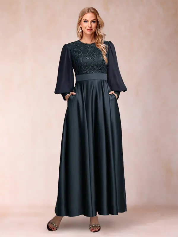 A-Line/Princess Scoop Long Sleeves Mother of the Bride Dresses with Applique sold by Lavetir