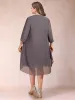 Sheath/Column Scoop 3/4 Sleeves 2 Pieces Plus Size Mother of the Bride Dresses with Rhinestone & Jacket sold by Lavetir