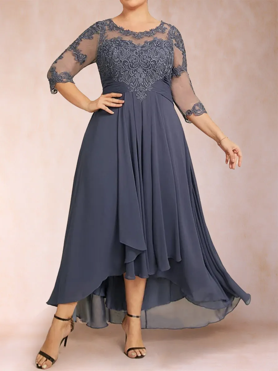 A-Line/Princess Asymmetrical 3/4 Sleeves Sweetheart Plus Size Mother of the Bride Dresses sold by Lavetir product image thumbnail 3