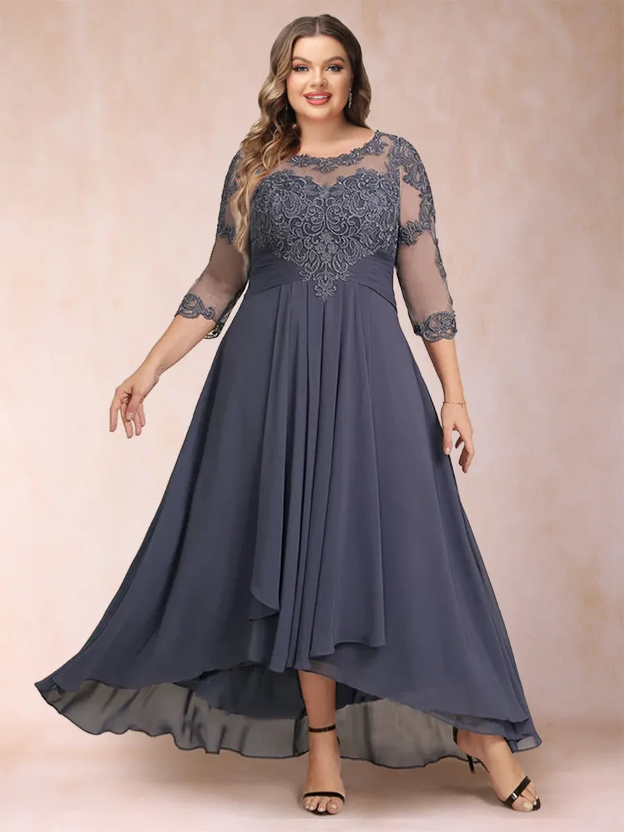 A-Line/Princess Asymmetrical 3/4 Sleeves Sweetheart Plus Size Mother of the Bride Dresses sold by Lavetir