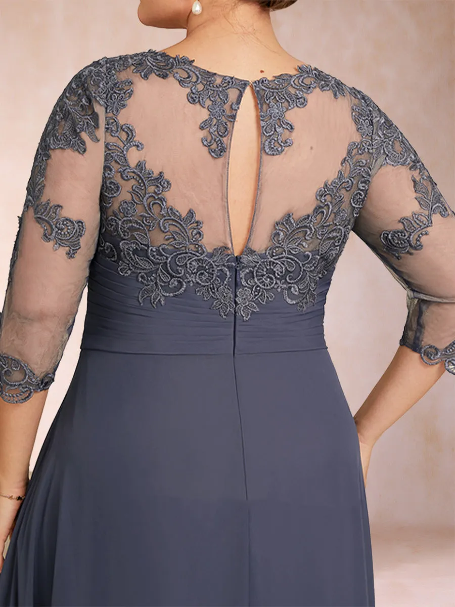 A-Line/Princess Asymmetrical 3/4 Sleeves Sweetheart Plus Size Mother of the Bride Dresses sold by Lavetir product image thumbnail 5