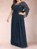 A-Line/Princess Scoop Half Sleeves Plus Size Mother of the Bride Dresses with Appliques & Ruffles sold by Lavetir