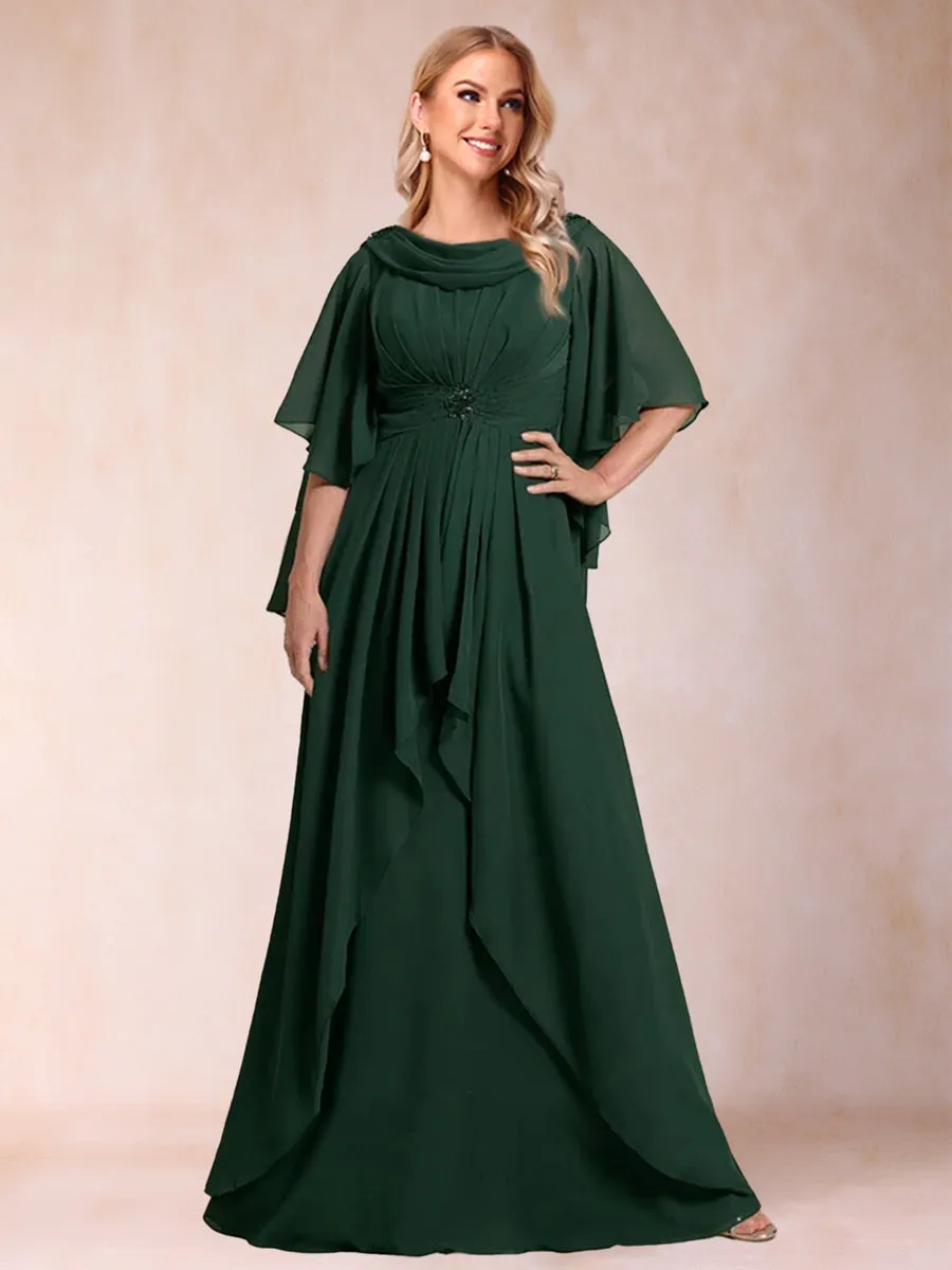 A-Line/Princess Scoop Half Sleeves Mother of the Bride Dresses with Beading sold by Lavetir