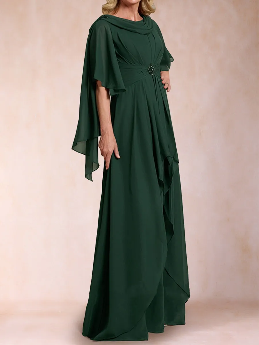 A-Line/Princess Scoop Half Sleeves Mother of the Bride Dresses with Beading sold by Lavetir product image thumbnail 4