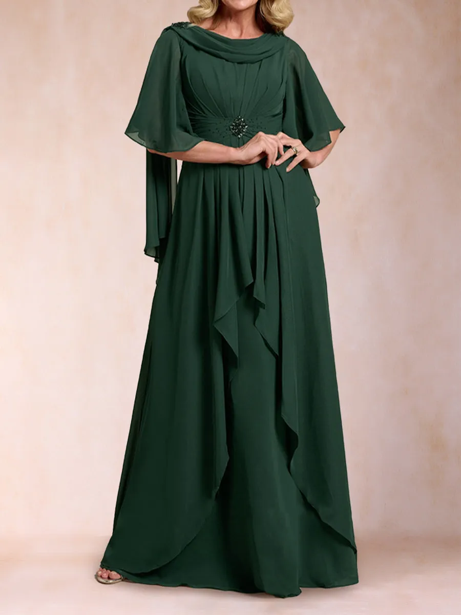 A-Line/Princess Scoop Half Sleeves Mother of the Bride Dresses with Beading sold by Lavetir product image thumbnail 3