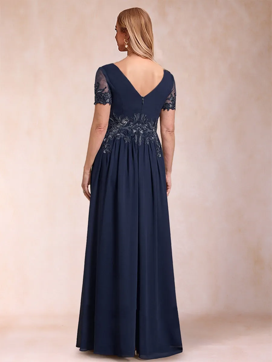 A-Line/Princess V-Neck Short Sleeves Mother of the Bride Dresses with Applique sold by Lavetir product image thumbnail 2