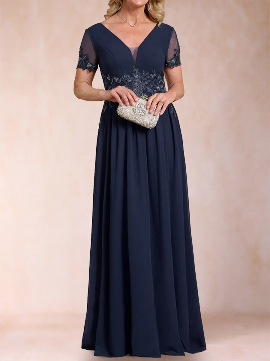 A-Line/Princess V-Neck Short Sleeves Mother of the Bride Dresses with Applique sold by Lavetir product image thumbnail 5