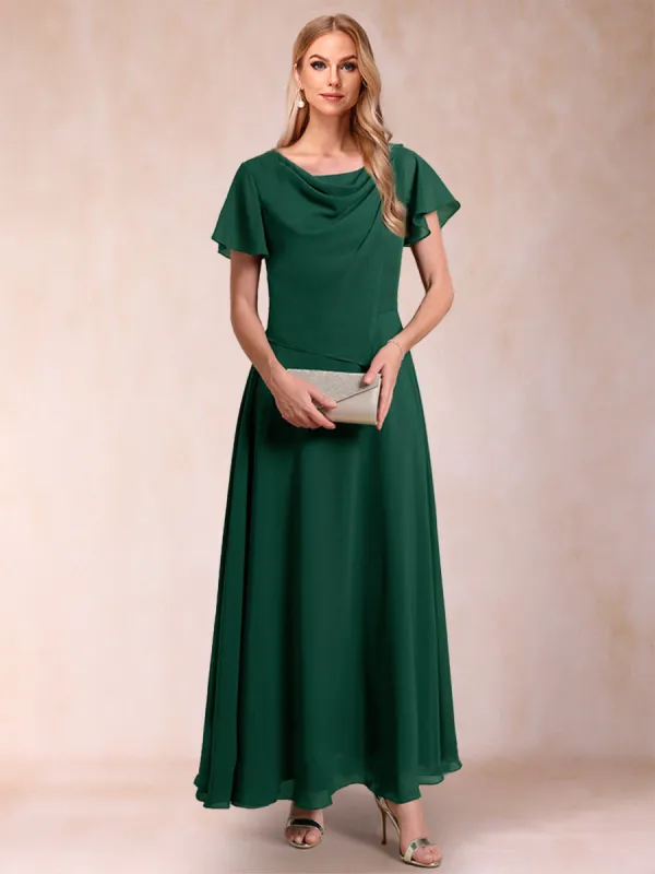 A-Line/Princess Scoop Short Sleeves Mother of the Bride Dresses with Ruched sold by Lavetir