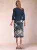 Sheath/Column Scoop 3/4 Sleeves 2 Pieces Mother of the Bride Dresses with Applique sold by Lavetir