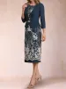 Sheath/Column Scoop 3/4 Sleeves 2 Pieces Mother of the Bride Dresses with Applique sold by Lavetir