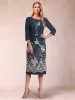 Sheath/Column Scoop 3/4 Sleeves 2 Pieces Mother of the Bride Dresses with Applique sold by Lavetir