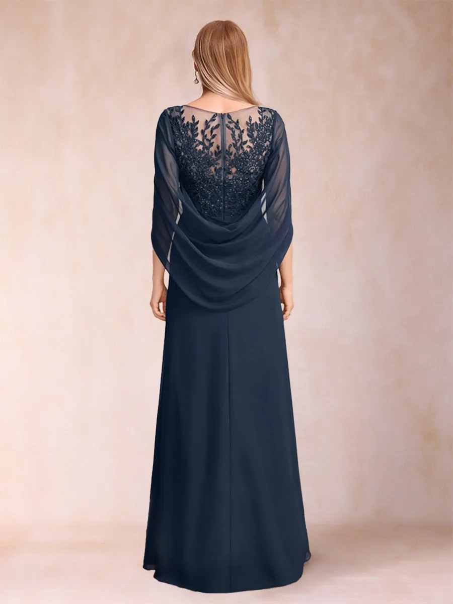 A-Line/Princess Scoop Half Sleeves Mother of the Bride Dresses with Appliques & Ruffles sold by Lavetir product image thumbnail 2