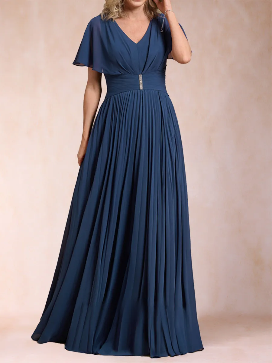 A-Line/Princess V-Neck Short Sleeves Mother of the Bride Dresses with Sash sold by Lavetir product image thumbnail 4