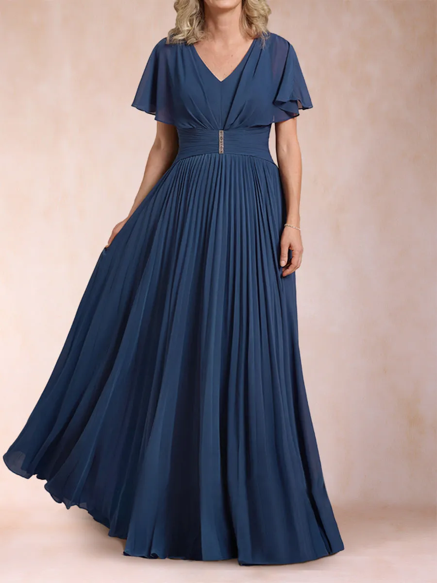 A-Line/Princess V-Neck Short Sleeves Mother of the Bride Dresses with Sash sold by Lavetir product image thumbnail 3