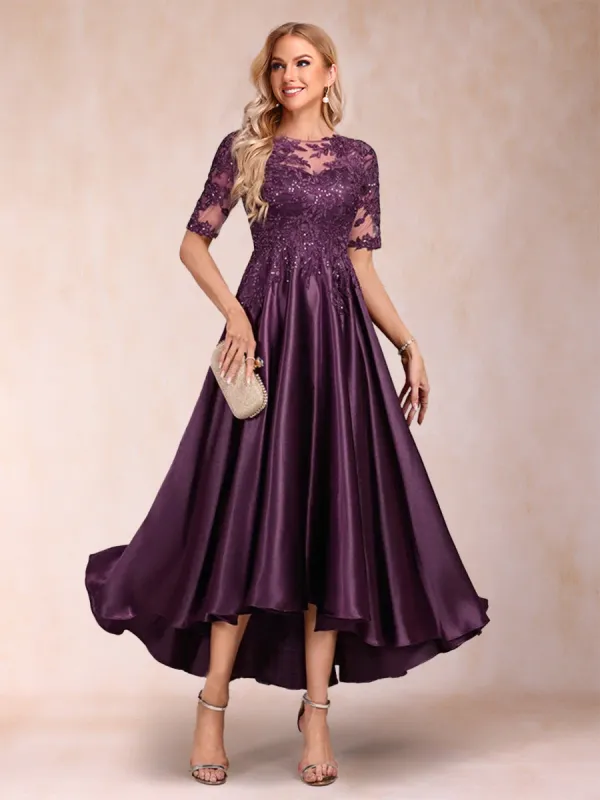A-Line/Princess Scoop Short Sleeves Mother of the Bride Dresses with Sequins sold by Lavetir
