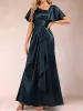 A-Line/Princess V-Neck Short Sleeves Mother of the Bride Dresses with Sash sold by Lavetir