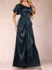 A-Line/Princess V-Neck Short Sleeves Mother of the Bride Dresses with Sash sold by Lavetir