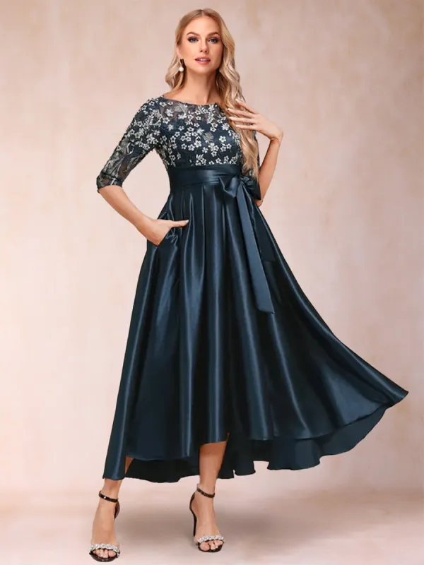 A-Line/Princess Scoop Half Sleeves Mother of the Bride Dresses with Ruched sold by Lavetir