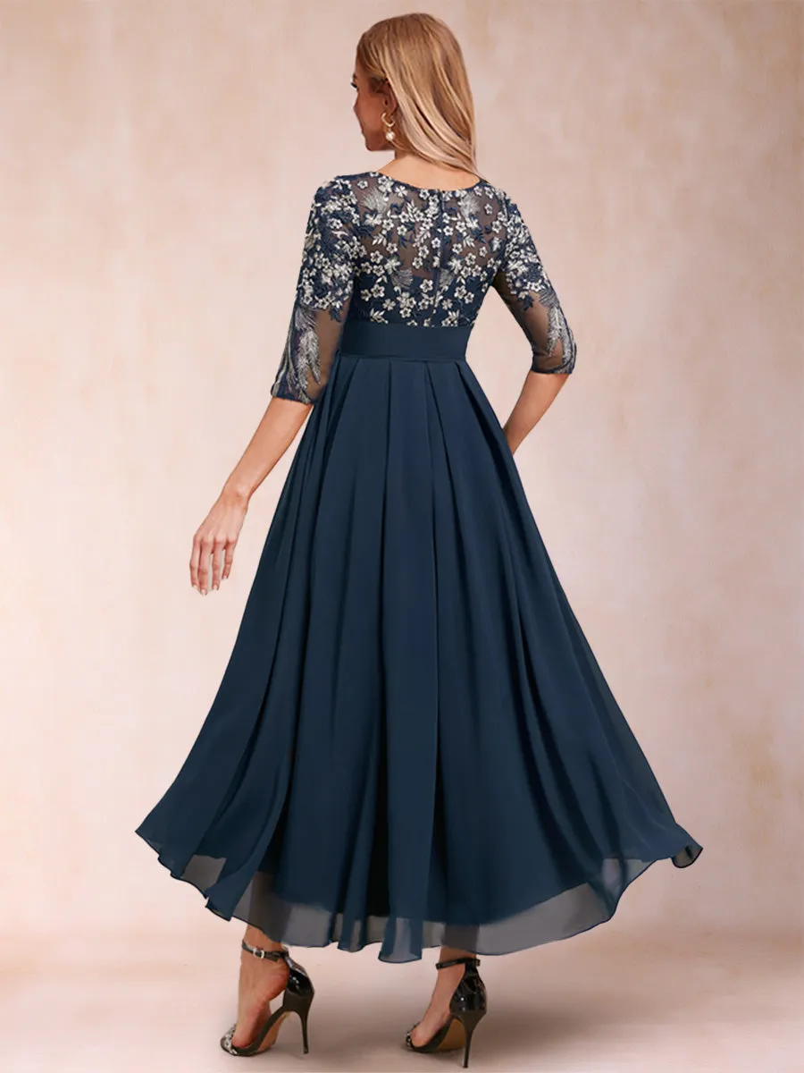 A-Line/Princess Scoop Half Sleeves Mother of the Bride Dresses with Belt sold by Lavetir product image thumbnail 2