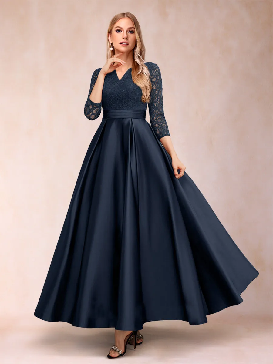 A-Line/Princess V-Neck Lace Mother of the Bride Dresses With Rhinestone sold by Lavetir