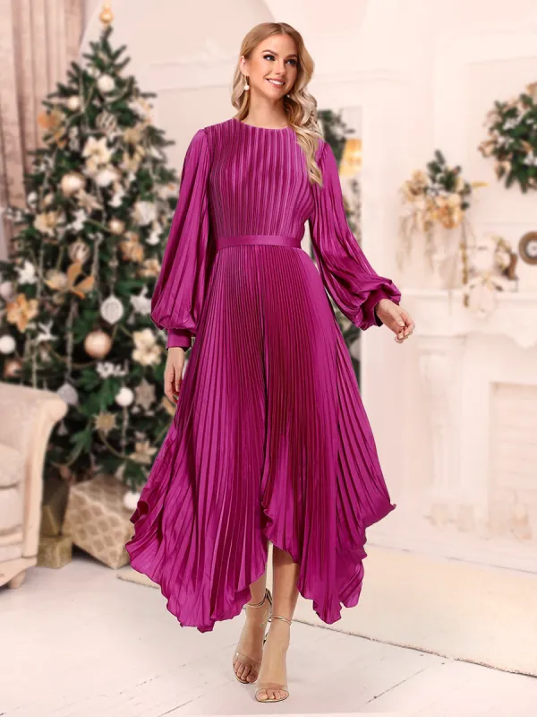 A-Line/Princess Scoop Neck Ankle-Length Christmas Dresses With Pleats & Belt sold by Lavetir