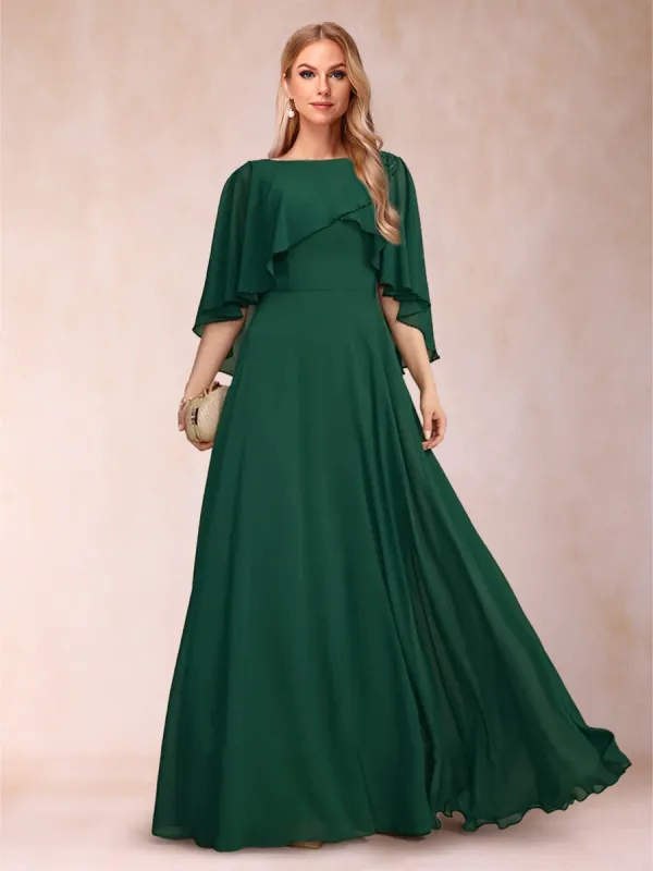 A-Line/Princess Scoop Half Sleeves Mother of the Bride Dresses with Shawls sold by Lavetir