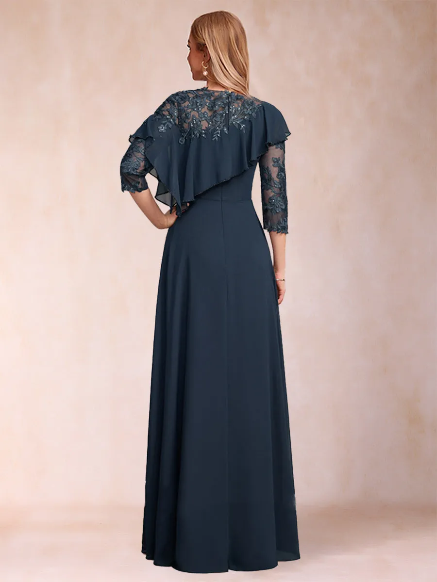A-Line/Princess Scoop 3/4 Sleeves Mother of the Bride Dresses with Applique sold by Lavetir product image thumbnail 2