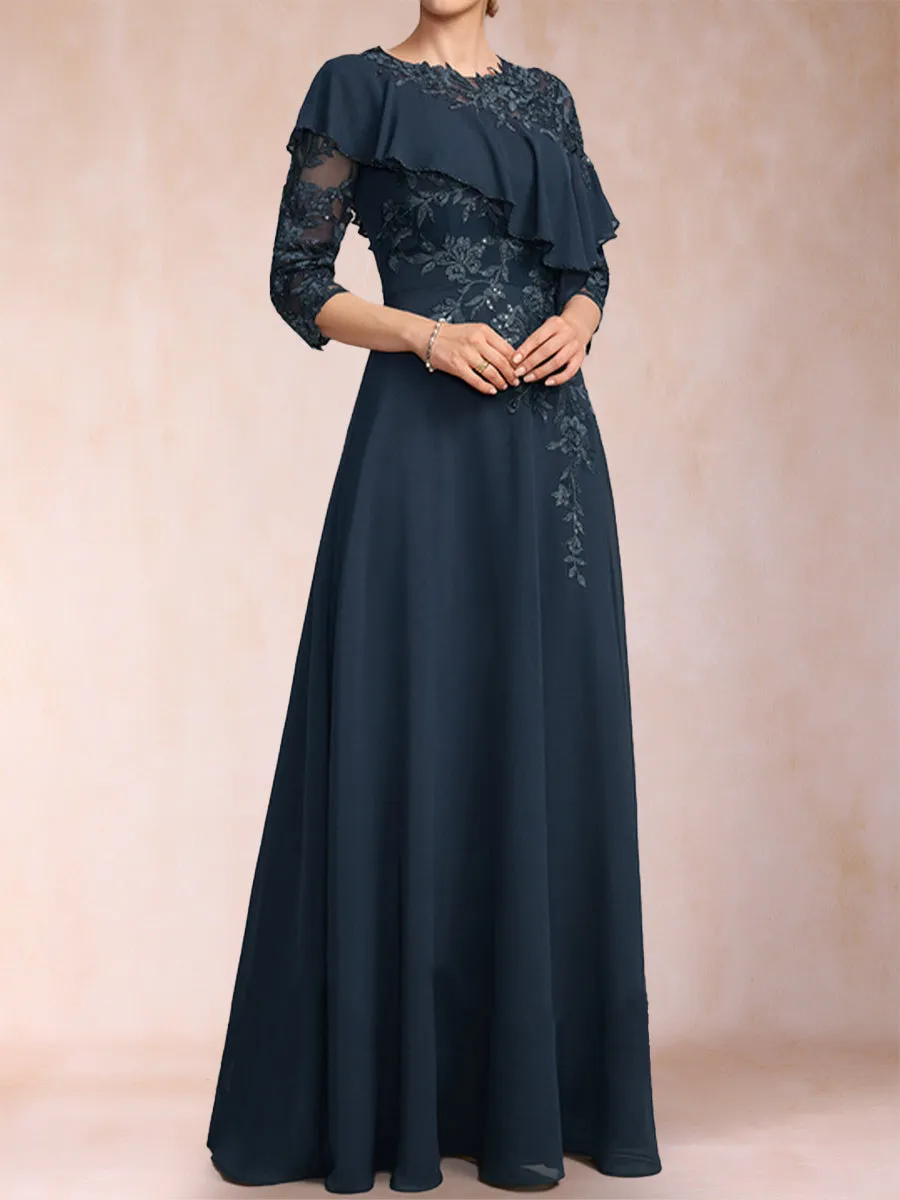 A-Line/Princess Scoop 3/4 Sleeves Mother of the Bride Dresses with Applique sold by Lavetir product image thumbnail 3