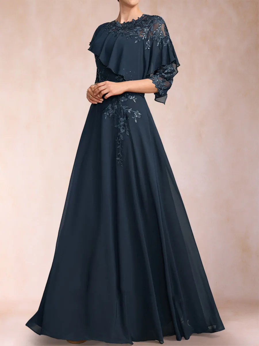 A-Line/Princess Scoop 3/4 Sleeves Mother of the Bride Dresses with Applique sold by Lavetir product image thumbnail 5
