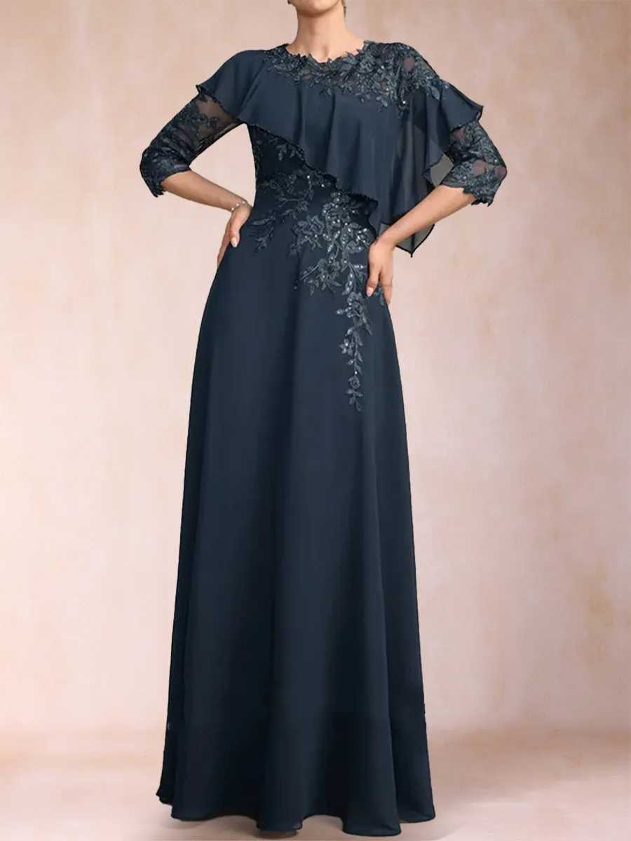 A-Line/Princess Scoop 3/4 Sleeves Mother of the Bride Dresses with Applique sold by Lavetir product image thumbnail 4